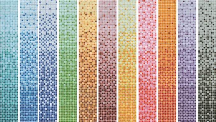 Farver og nuancer af mosaik forklædeelementer