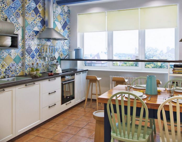 Patchwork style tiles in the kitchen