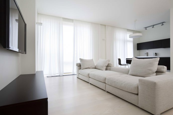 Návrh obývacího pokoje s panoramatickými okny