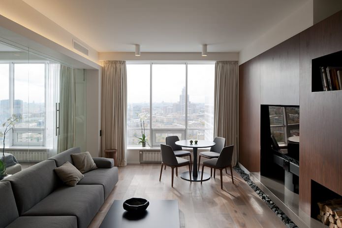 living room interior with panoramic windows
