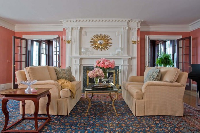 pink in the design of the living room