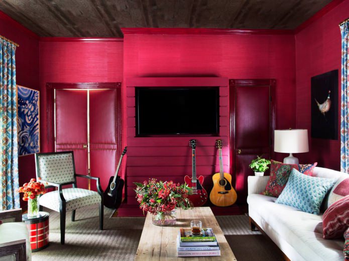 sala de estar rosa