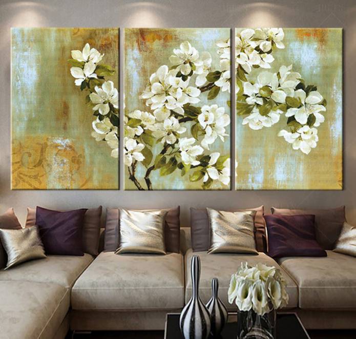 Image modulaire avec des fleurs à l'intérieur du salon