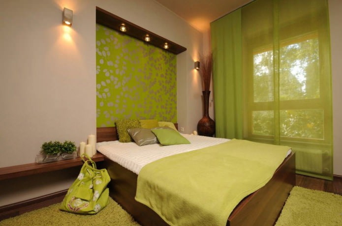Yeşil kahverengi yatak odası