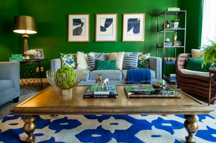 Blue-green living room