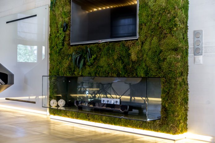 живи зелени в интериора на хола в еко-стил