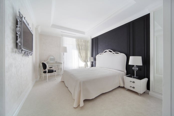 interior design camera da letto in bianco e nero