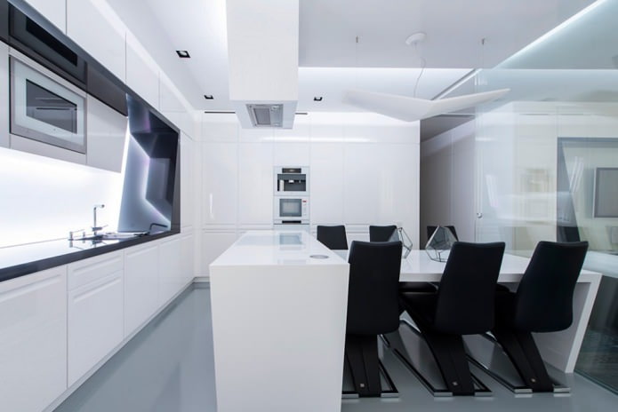 interior design cucina in bianco e nero