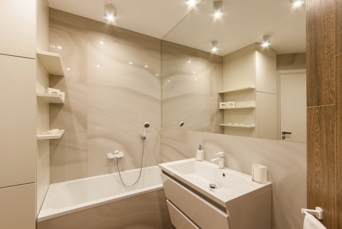 Bathroom interior in beige tones.