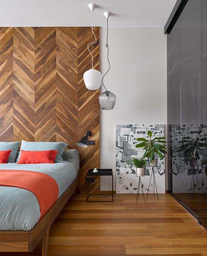 Chambre avec mur en bois