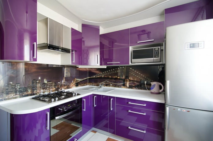fioletowy fartuch kuchenny z nadrukiem fotograficznym