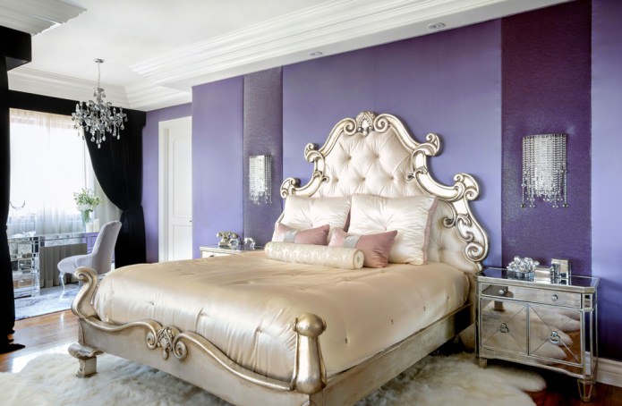 klasična ljubičasta spavaća soba