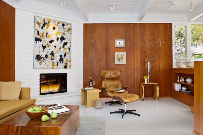 brown laminate on the wall in the living room