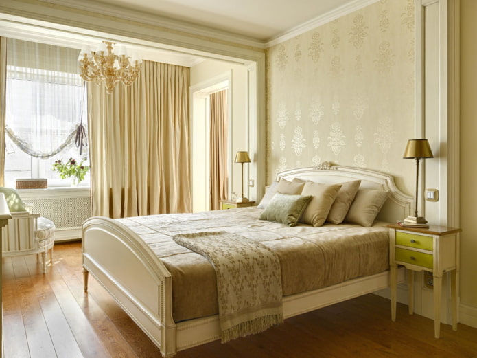Klasik parlak yatak odası iç