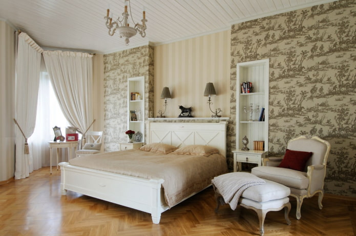 gaiša guļamistaba klasiskā stilā