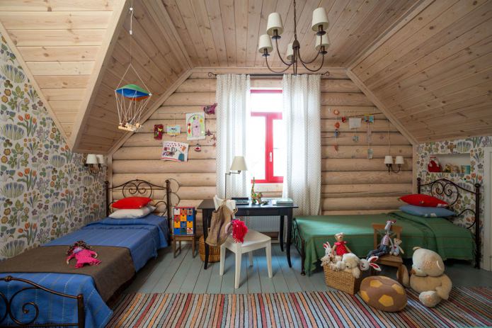 חדר שינה בעליית גג לילדים
