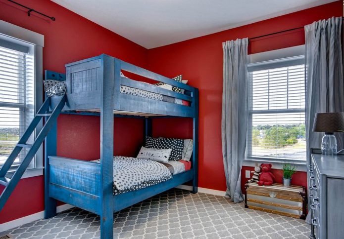 červeno-modrá detská izba