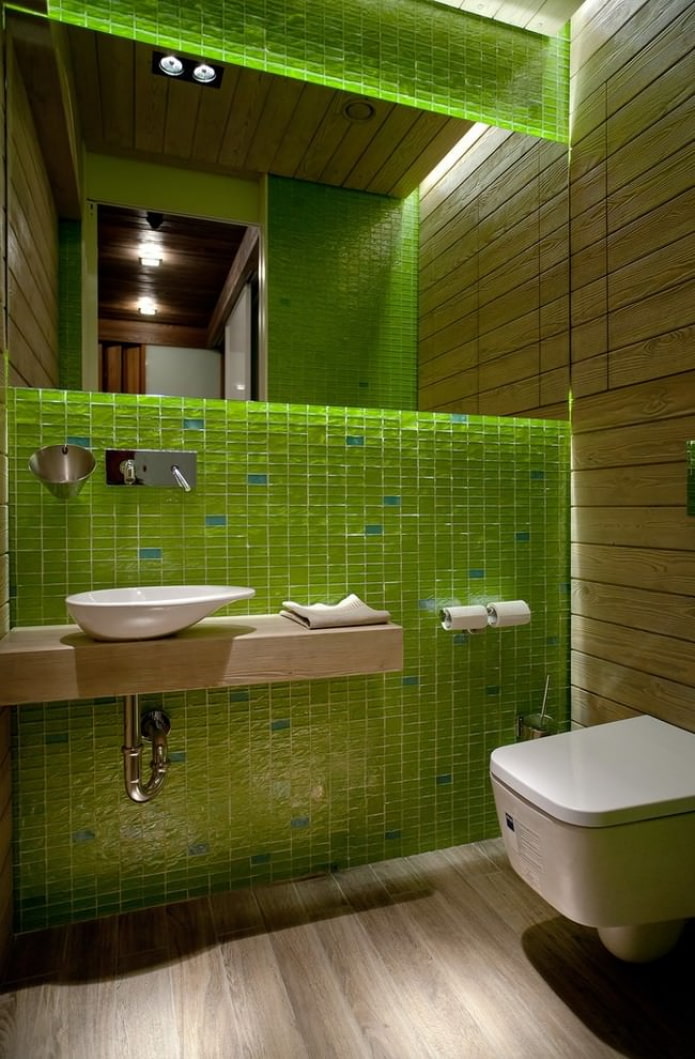 mosaico verde in bagno