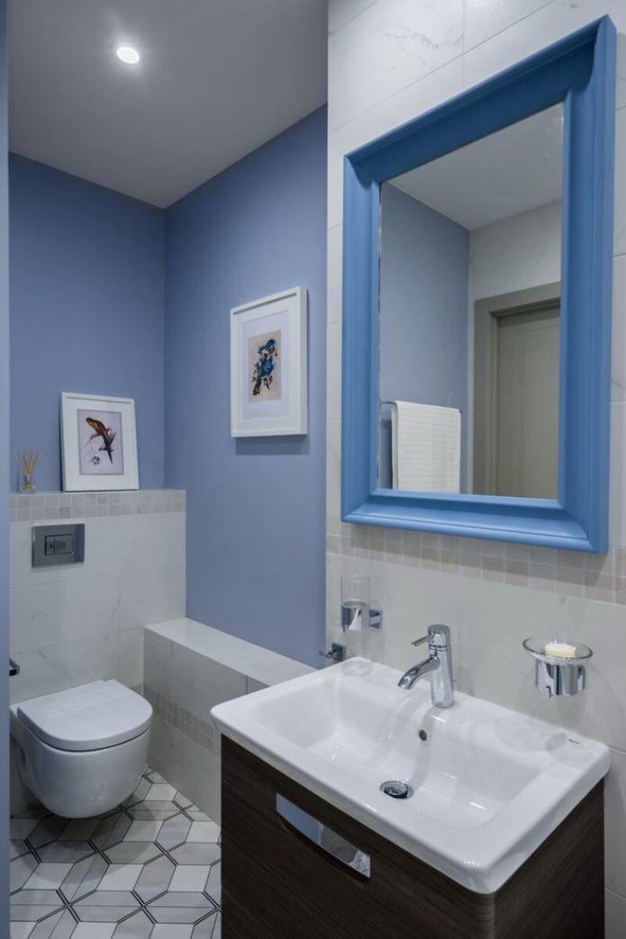 zilas sienas tualetē
