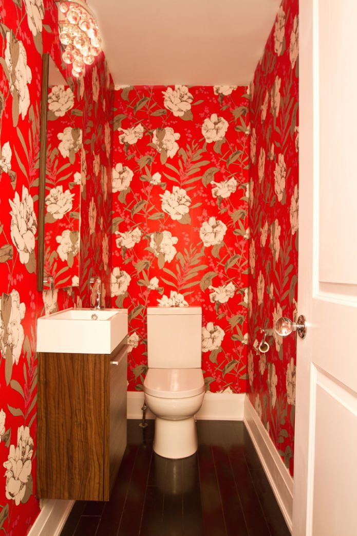 red toilet wallpaper