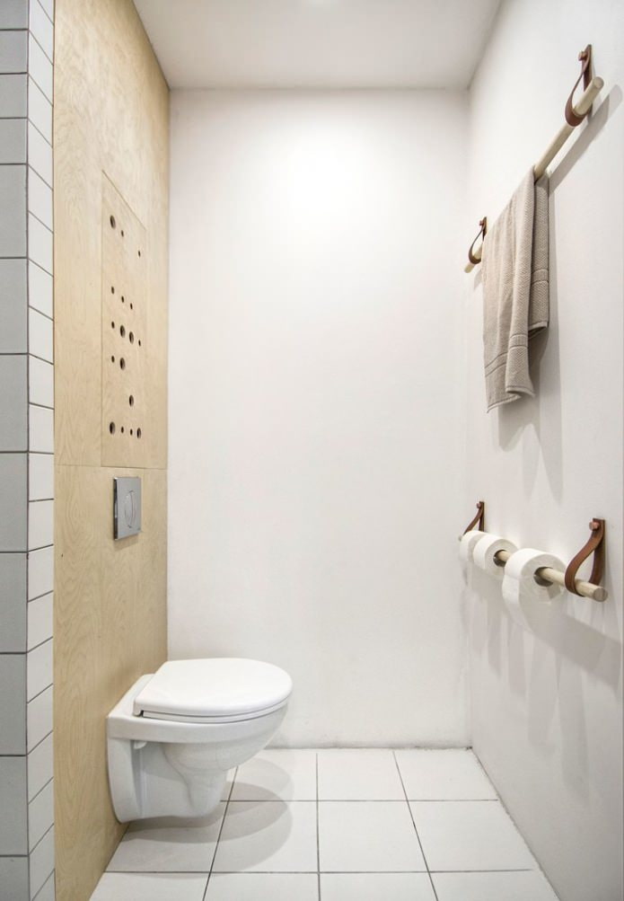 Skandinaviško stiliaus tualeto interjeras
