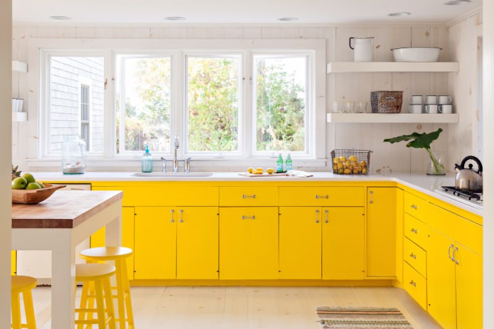 modern interior with a lemon matte set