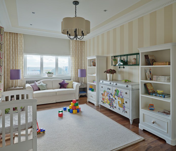 milky beige nursery interior