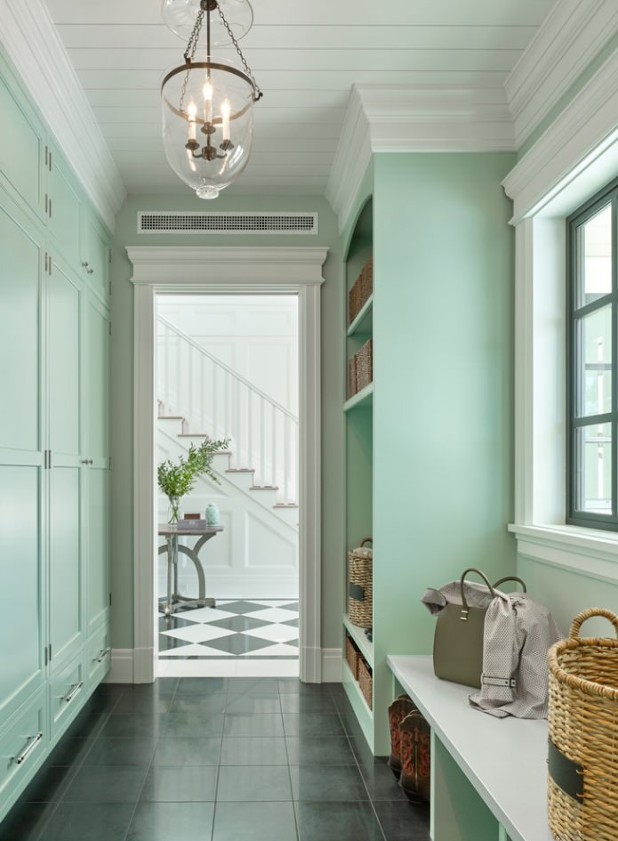 hallway in mint color