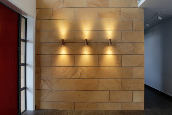 brown stone tile on the wall