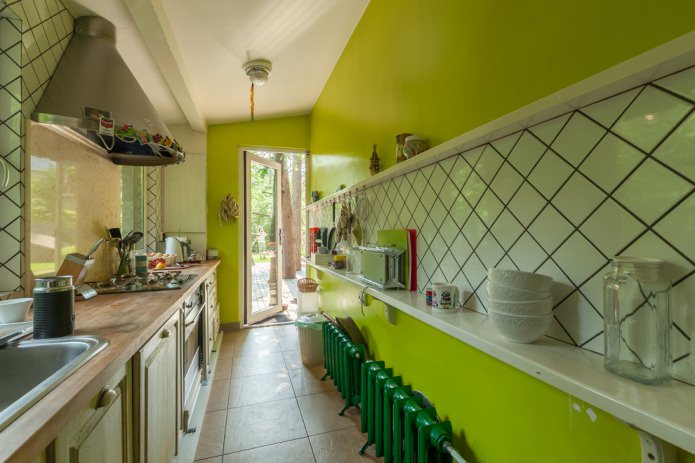lime wall in the kitchen