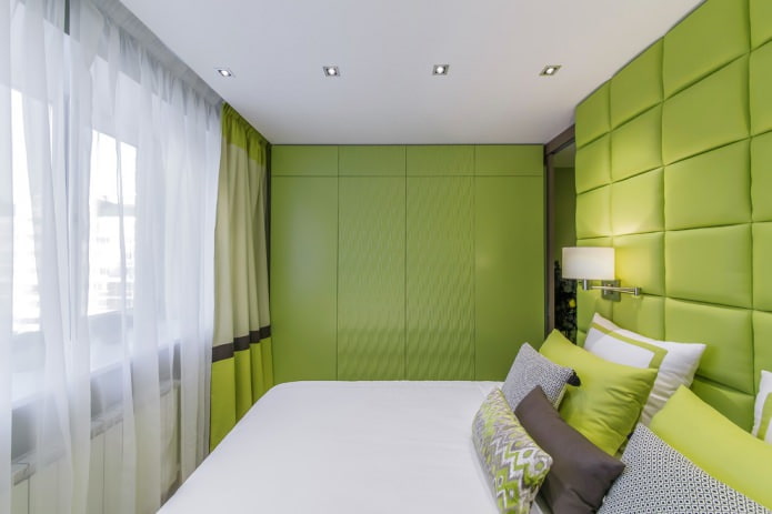 Moderna svijetlo zelena spavaća soba