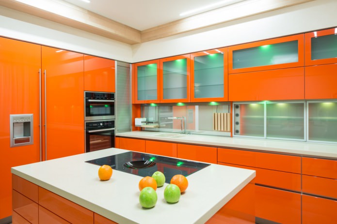 couleur orange dans la cuisine