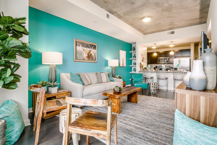 turquoise accent wall