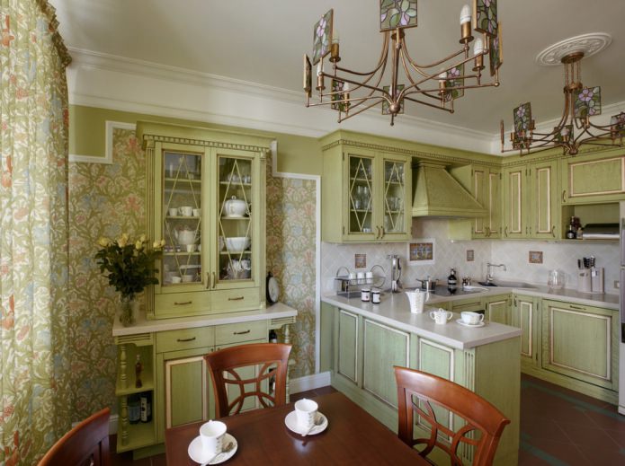 cozinha luz verde-oliva