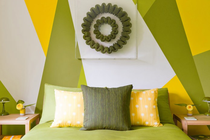 Phòng ngủ màu ô liu vàng
