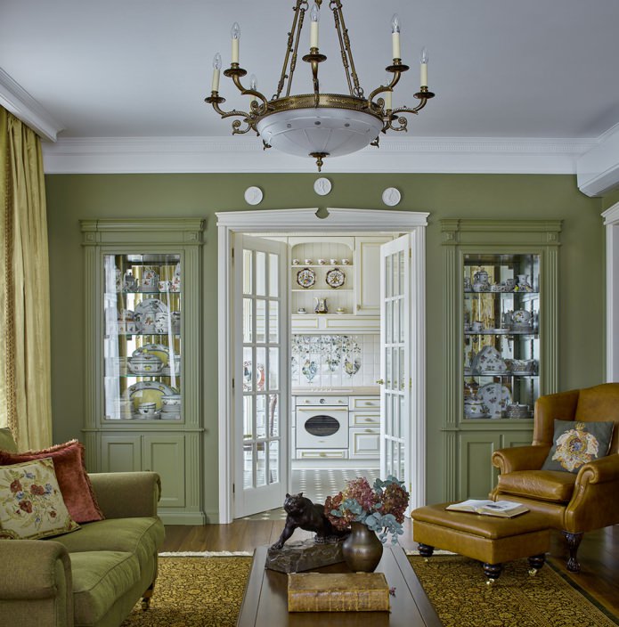 klasický styl v obývacím pokoji