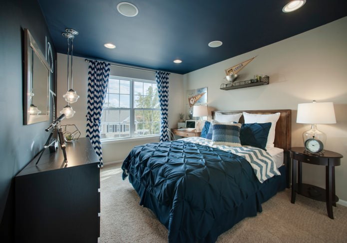 Navy blue ceiling
