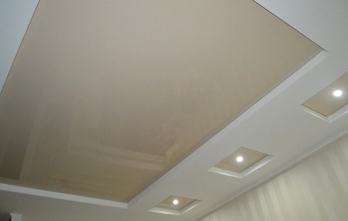 Two-level white-beige ceiling