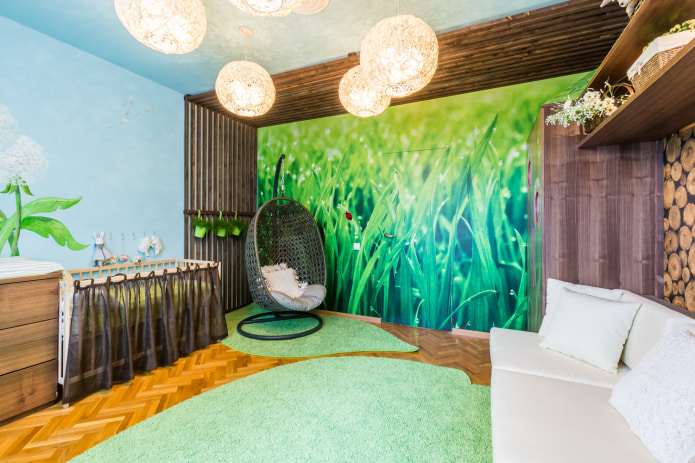 wallpaper with the image of grass in the room for the newborn