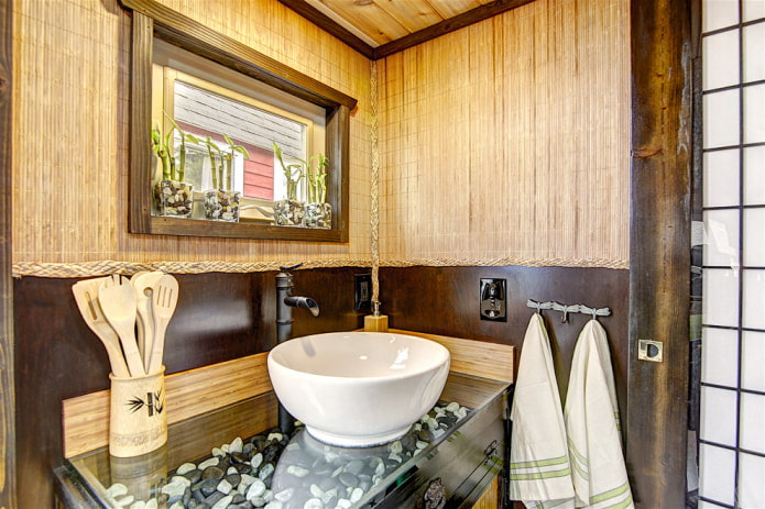 garniture de salle de bain en bambou