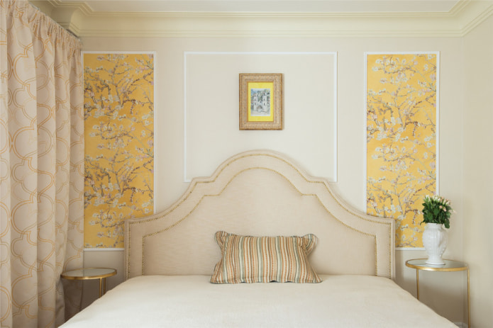 yellow wallpaper in moldings