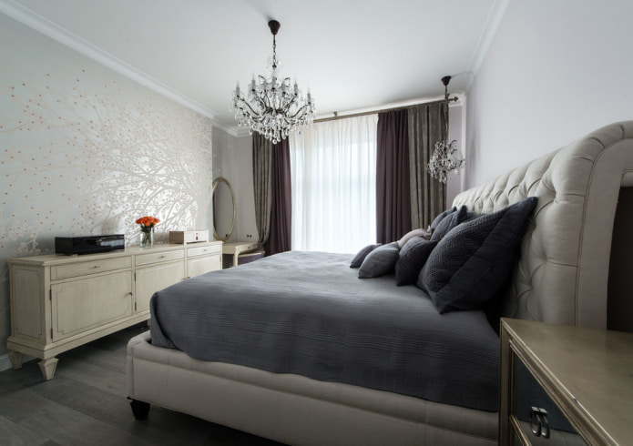 helles Schlafzimmer im Stil eines neuen Klassikers