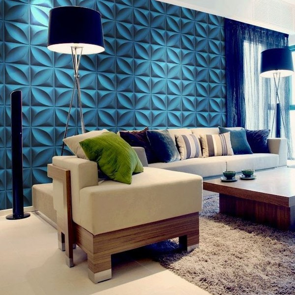 sala de estar con papel tapiz 3d moderno
