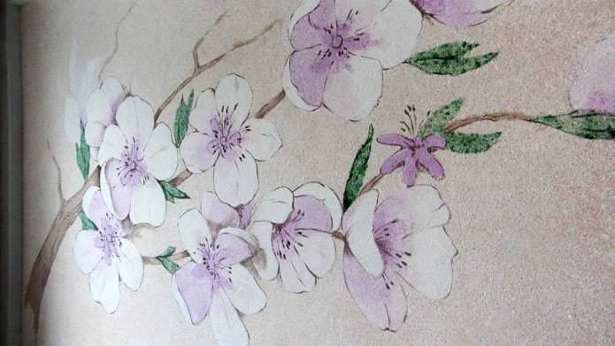 sakura gėlės su skystais tapetais
