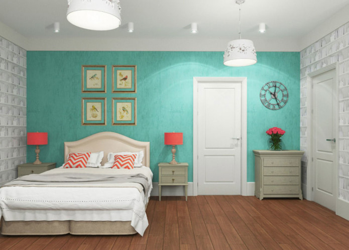bedroom light turquoise wallpaper