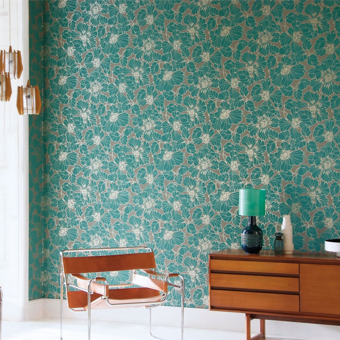 two-layer wallpaper with a floral pattern