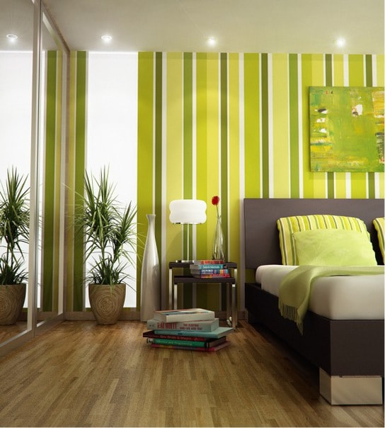 kertas dinding berwarna hijau muda dalam gaya moden