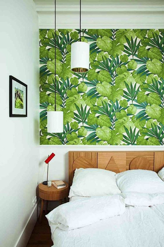 pareti verde chiaro nella camera da letto