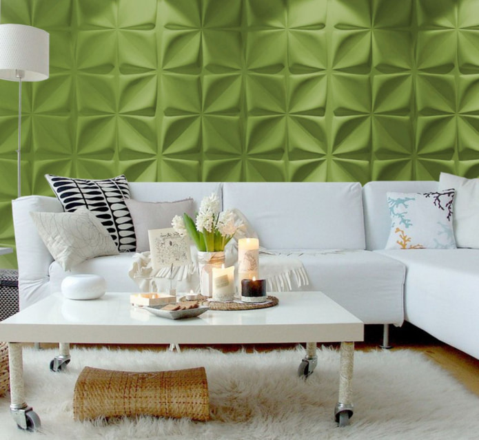 világos zöld falak a nappaliban