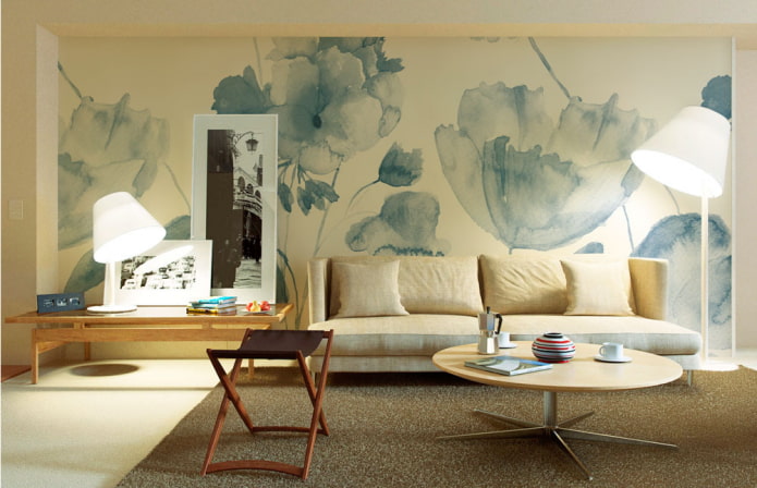 floral wallpaper sa isang modernong istilo